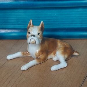 Vintage Miniature Tall Boxer Dog Figurine  Bone China Japan Label